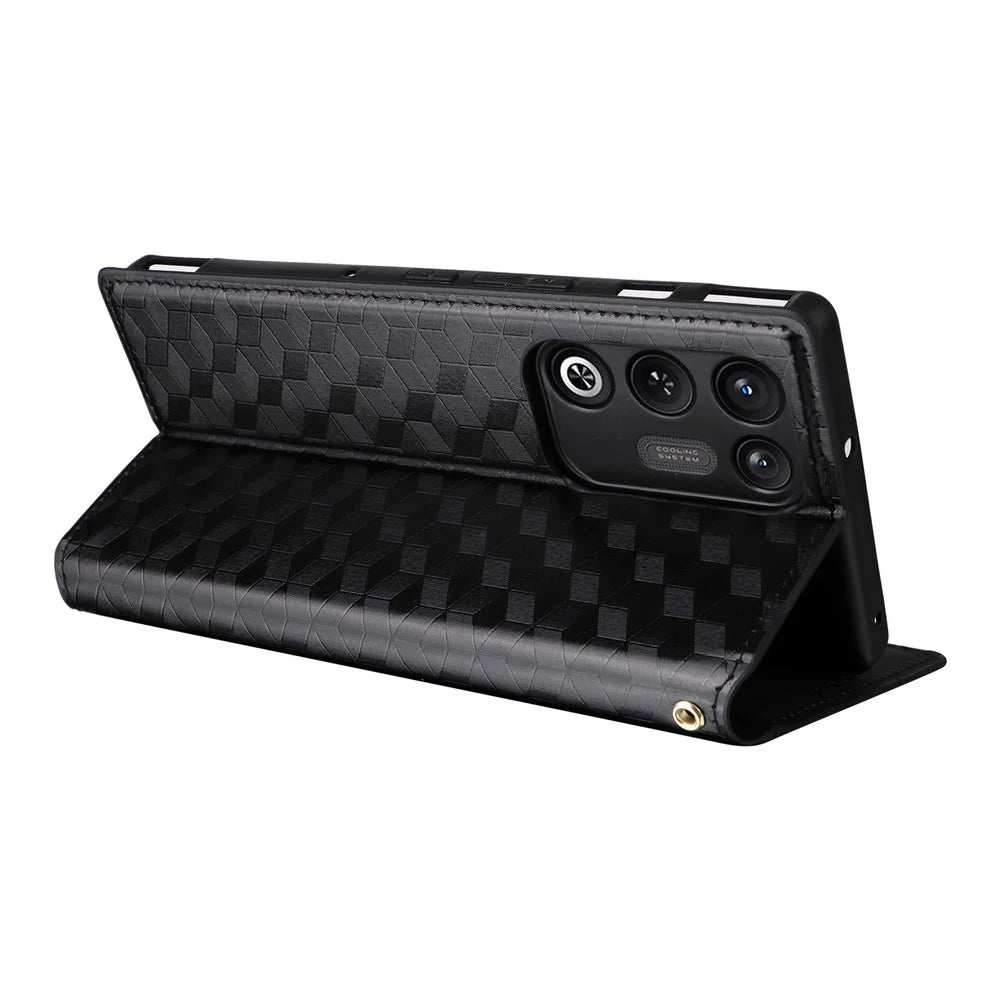 For ZTE nubia RedMagic 11 Air 5G  Case Wallet Rhombus Imprinted PU Leather Protection Phone Cover - Black - 5