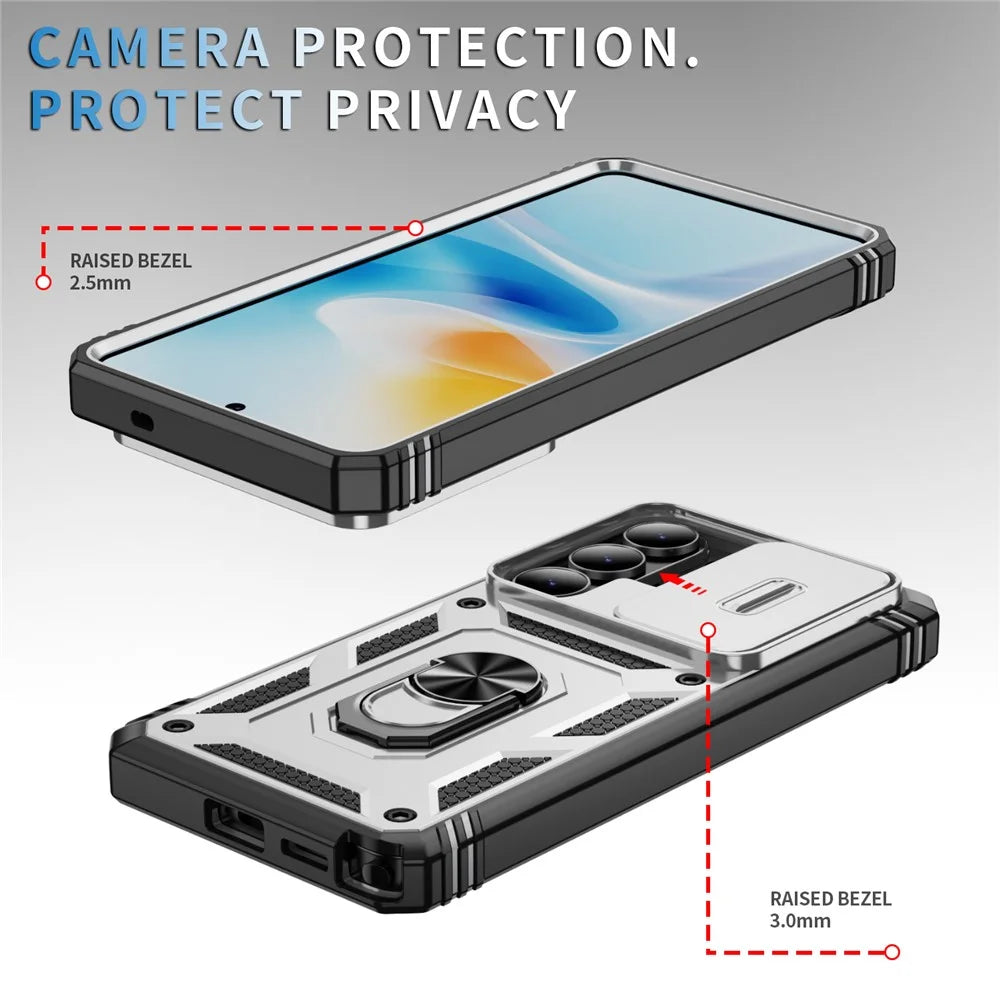 For Samsung Galaxy S26 Ultra Case TPU + PC Slide Camshield Kickstand Phone Cover - White - 5