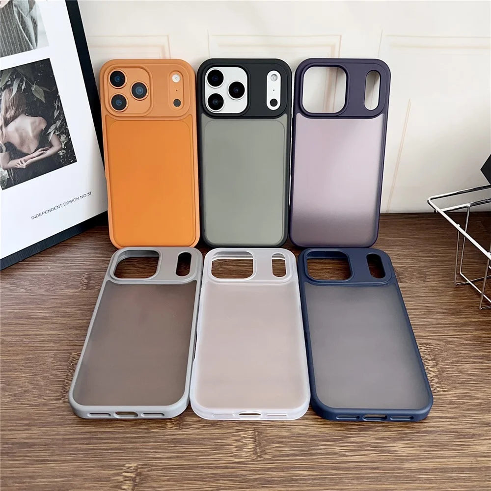 For iPhone  18 Pro / 17  Pro Case Anti Slip Skin Touch TPU Acrylic Shockproof Phone Cover - Orange - 7