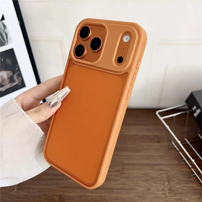 For iPhone 17 Pro Max Case Anti Slip Skin Touch TPU Acrylic Shockproof Phone Cover - Orange - 2