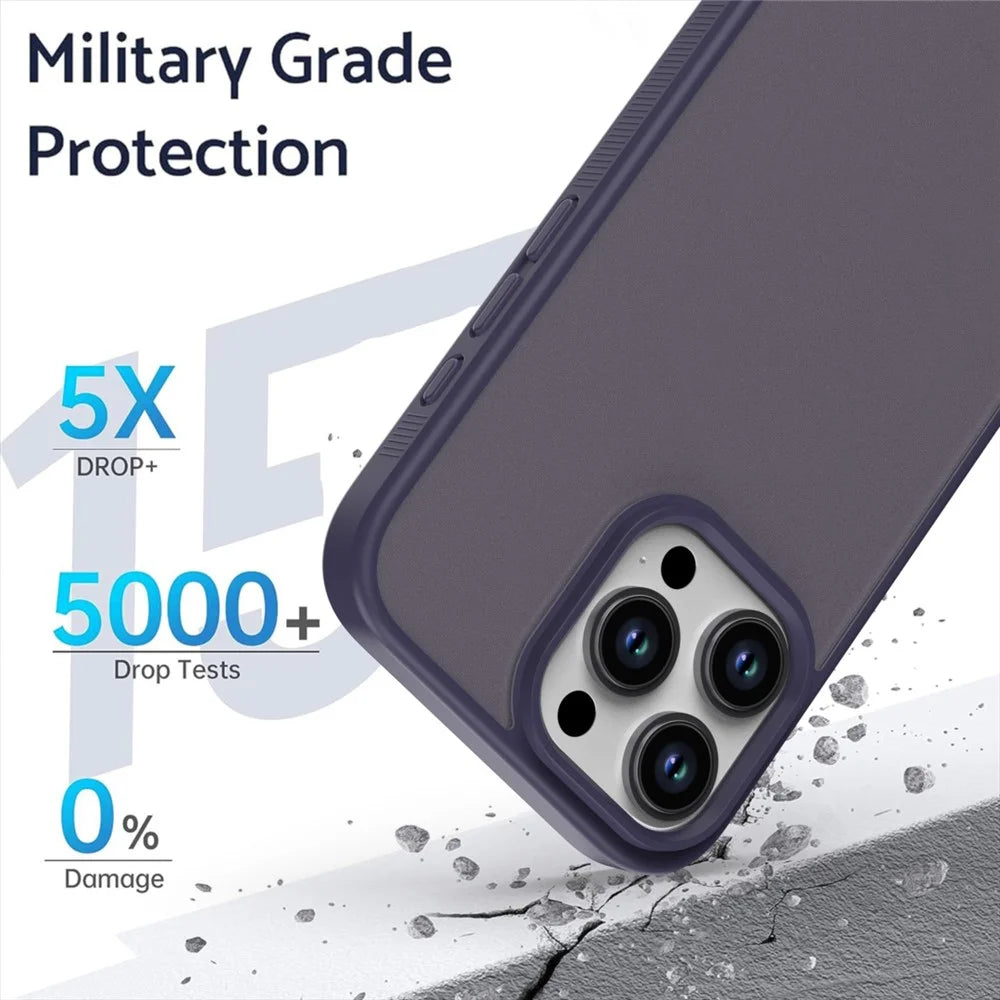 For iPhone 16 Pro Case Anti Slip Skin Touch TPU Acrylic Shockproof Phone Cover - Purple - 3