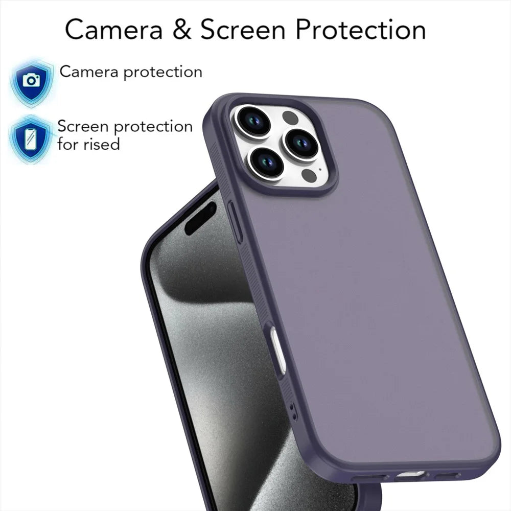 For iPhone 16 Pro Max Case Anti Slip Skin Touch TPU Acrylic Shockproof Phone Cover - Purple - 2
