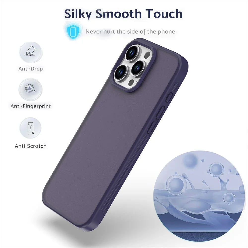 For iPhone 16 Pro Max Case Anti Slip Skin Touch TPU Acrylic Shockproof Phone Cover - Purple - 4