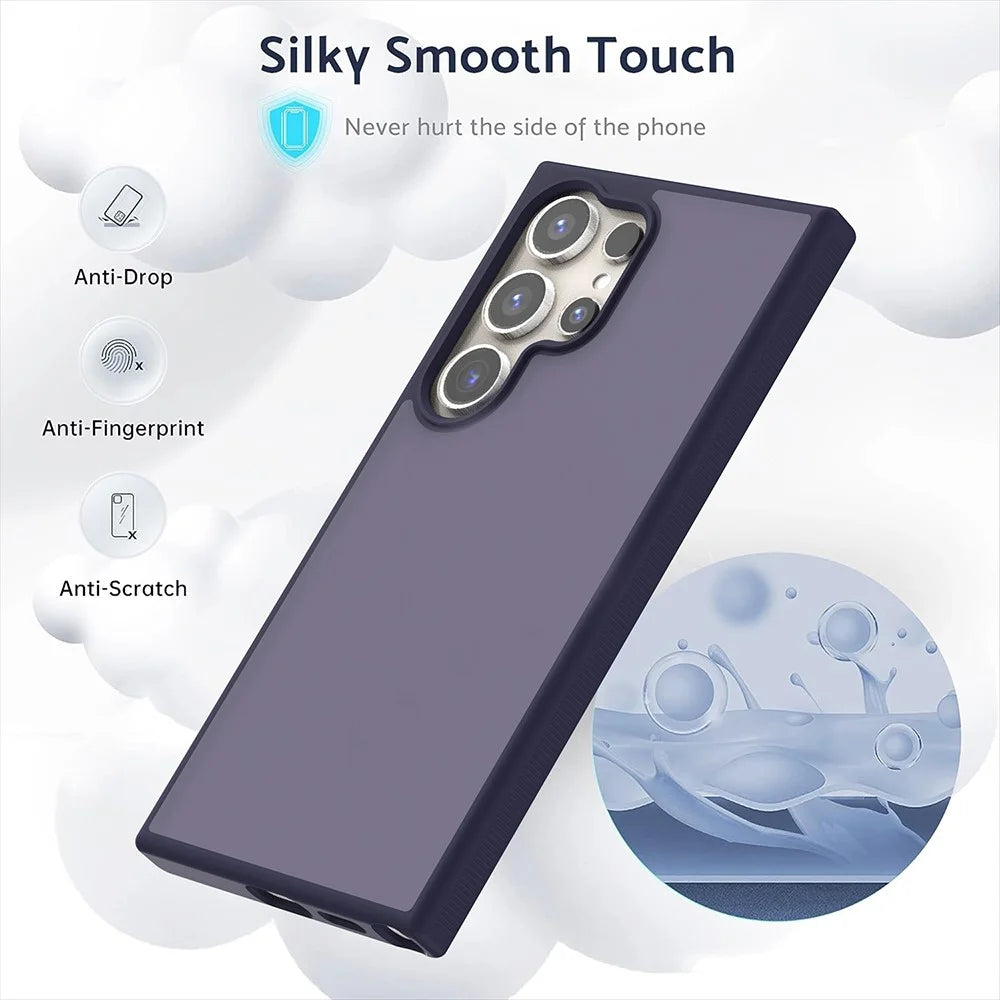 For Samsung Galaxy S26 Ultra Case Anti Slip Skin Touch TPU Acrylic Shockproof Phone Cover - Grey - 2