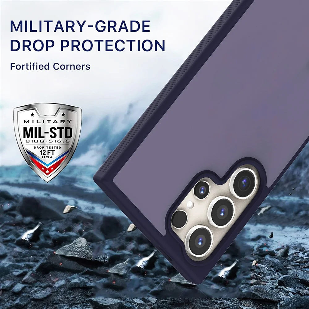 For Samsung Galaxy S26 Ultra Case Anti Slip Skin Touch TPU Acrylic Shockproof Phone Cover - Grey - 3