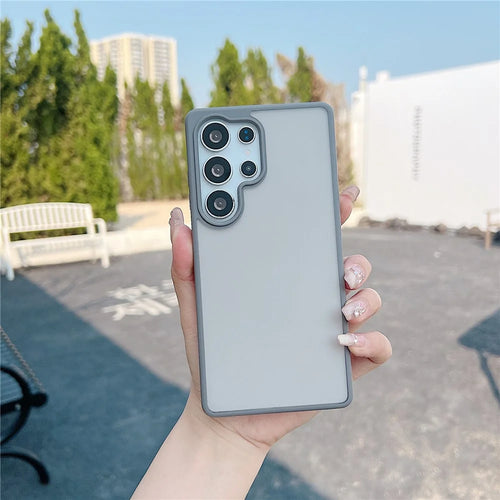 For Samsung Galaxy S25 Ultra Case Anti Slip Skin Touch TPU Acrylic Shockproof Phone Cover - Grey - 1