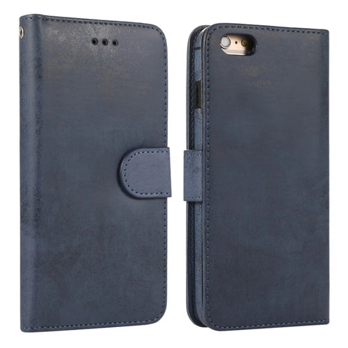 For iPhone 6 Plus  /  6s Plus Wallet Case Retro Matte Magnetic Detachable PU Leather TPU Phone Cover - Dark Blue - 1