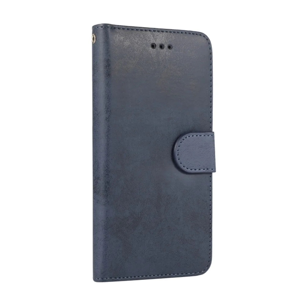 For iPhone 6 Plus  /  6s Plus Wallet Case Retro Matte Magnetic Detachable PU Leather TPU Phone Cover - Dark Blue - 6