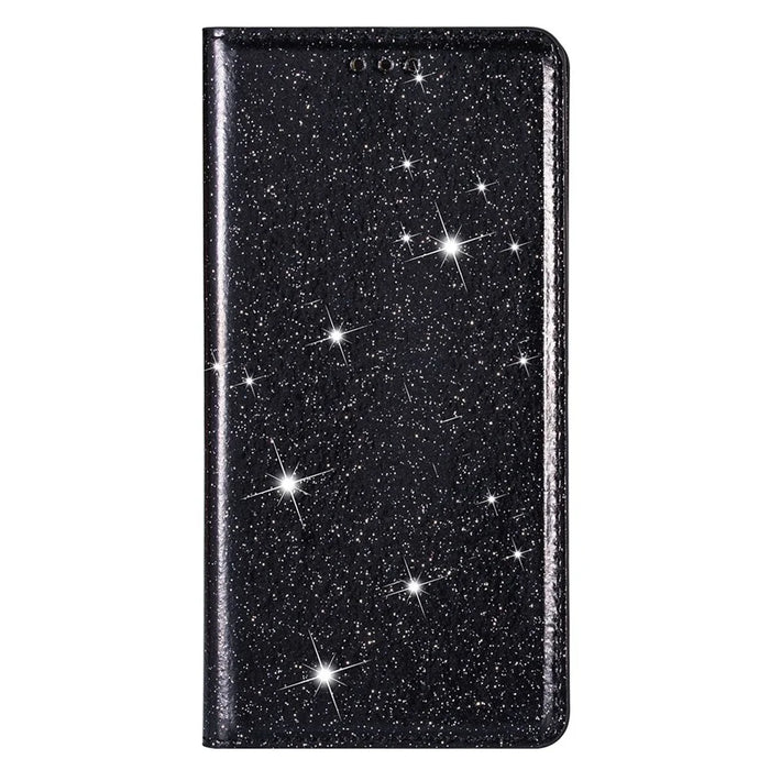 For Samsung Galaxy S23+ Glitter Sequins Foldable Stand Phone Case PU Leather Card Holder Anti-drop Cover - Black - 7