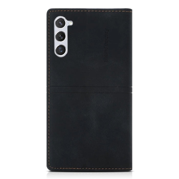For Samsung Galaxy S23+ Magnetic Auto-absorbed PU Leather Phone Case Folio Flip Stand Wallet Cover - Black - 7