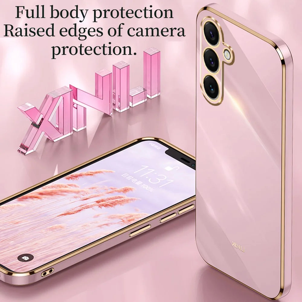XINLI For Samsung Galaxy S26 Phone Case Electroplating TPU Sweatproof Protection Phone Cover - Cyan - 3