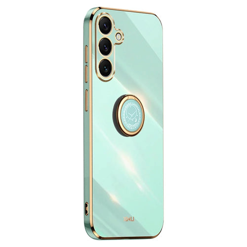 XINLI For Samsung Galaxy S26+ Phone Case Ring Kickstand Electroplating TPU Sweatproof Protection Phone Cover  - Cyan - 1