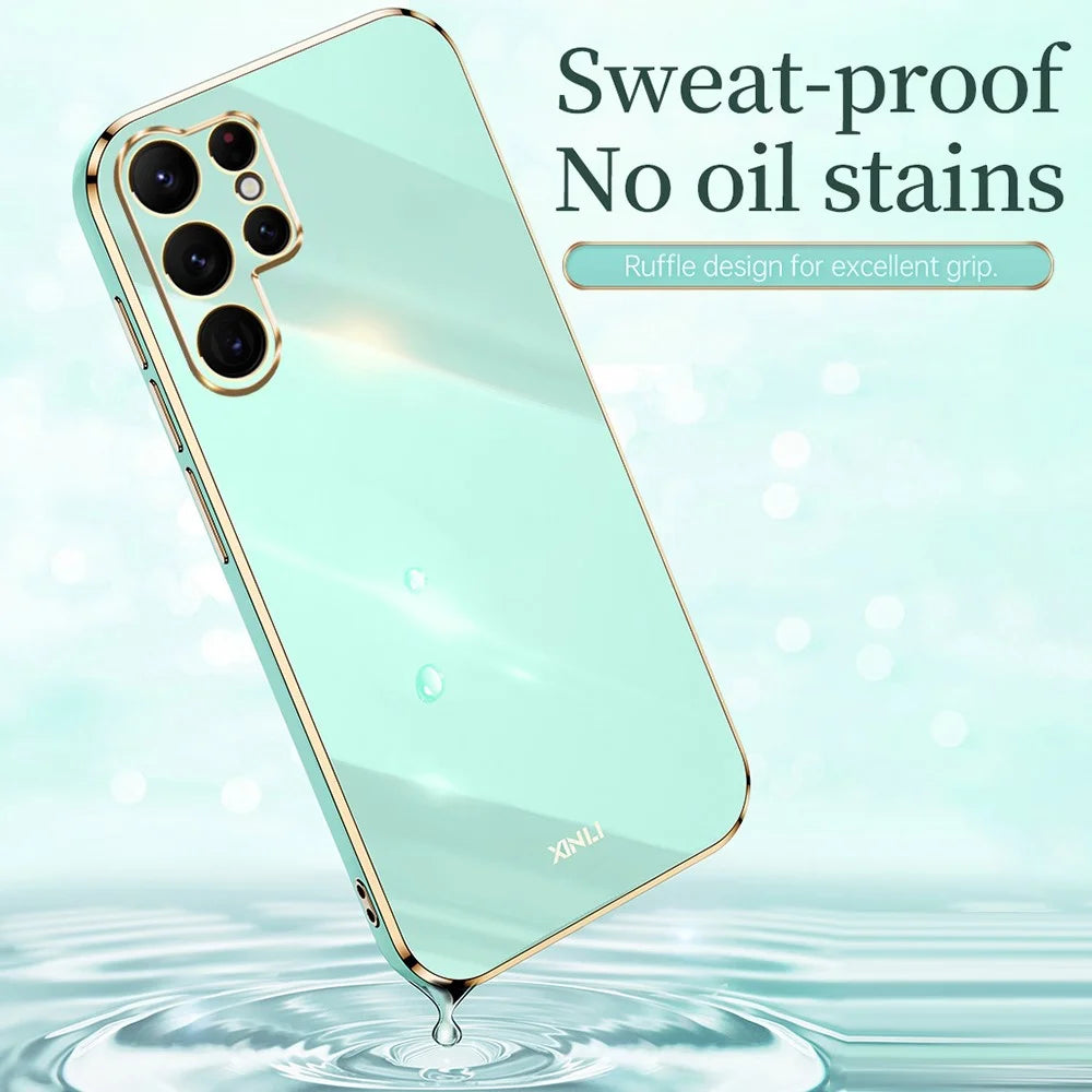 XINLI For Samsung Galaxy S26 Ultra Phone Case Electroplating TPU Sweatproof Protection Phone Cover  - Cyan - 5