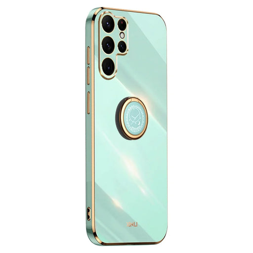 XINLI For Samsung Galaxy S26 Ultra Phone Case Ring Kickstand Electroplating TPU Sweatproof Protection Phone Cover - Cyan - 1