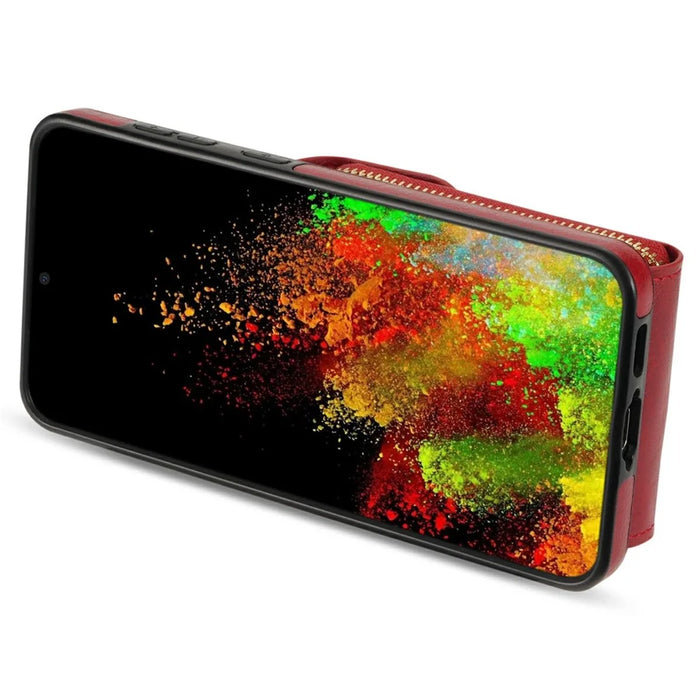 For Samsung Galaxy S26 Case Zipper Wallet Leather + TPU Phone Cover with Strap - Red - 3