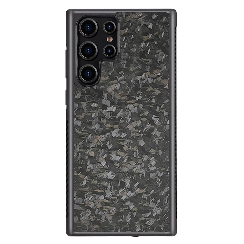 For Samsung Galaxy S26 Ultra Magnetic Case Forged Texture Aramid Fiber + TPU Anti-Slip Phone Cover - Black - 1