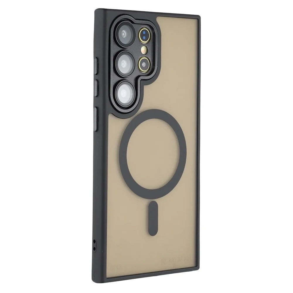 For Samsung Galaxy S26 Ultra Magnetic Case PC + TPU Matte Phone Cover with Glass Lens Film - Black - 3