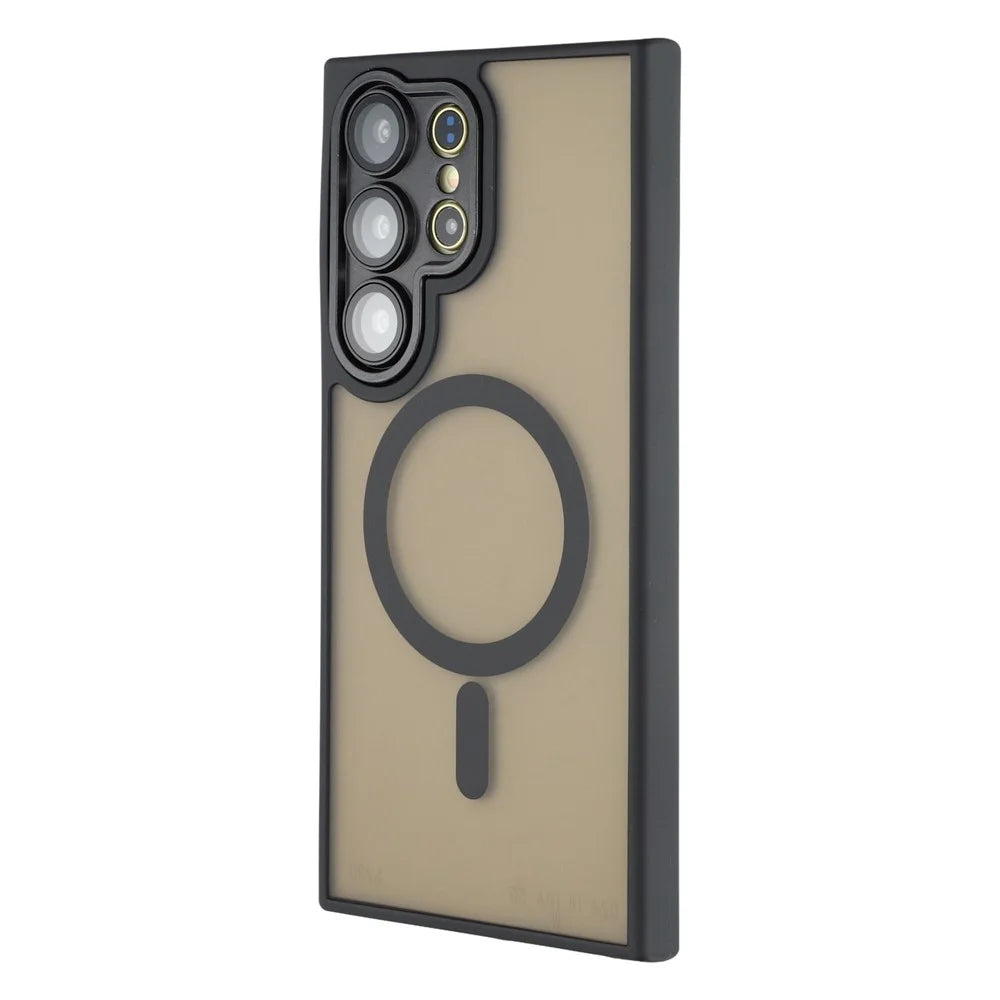For Samsung Galaxy S26 Ultra Magnetic Case PC + TPU Matte Phone Cover with Glass Lens Film - Black - 4