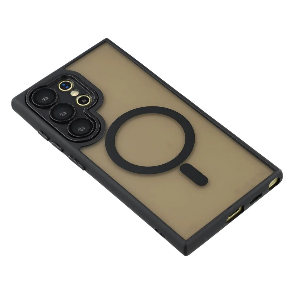 For Samsung Galaxy S26 Ultra Magnetic Case PC + TPU Matte Phone Cover with Glass Lens Film - Black - 5