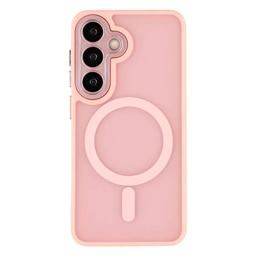 For Samsung Galaxy S26+ Magnetic Case PC + TPU Matte Phone Cover with Glass Lens Film - Pink - 1