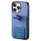 For iPhone 16 Pro Case Cloth Texture TPU PU Leather PC Phone Back Cover with Card Holder Kickstand - Blue - 2