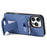For iPhone 16 Pro Case Cloth Texture TPU PU Leather PC Phone Back Cover with Card Holder Kickstand - Blue - 4
