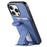 For iPhone 16 Pro Case Cloth Texture TPU PU Leather PC Phone Back Cover with Card Holder Kickstand - Blue - 5