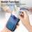 For iPhone 16 Pro Case Cloth Texture TPU PU Leather PC Phone Back Cover with Card Holder Kickstand - Blue - 7