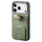 For iPhone 17 Pro Max Case Cloth Texture TPU PU Leather PC Phone Back Cover with Card Holder Kickstand - Green - 2