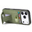 For iPhone 17 Pro Max Case Cloth Texture TPU PU Leather PC Phone Back Cover with Card Holder Kickstand - Green - 4