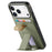 For iPhone 17 Pro Max Case Cloth Texture TPU PU Leather PC Phone Back Cover with Card Holder Kickstand - Green - 5