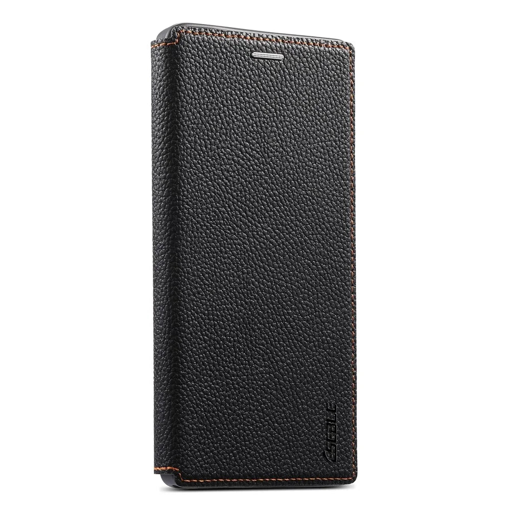 ESEBLE Magnetic Case For Google Pixel 10 Pro XL / Pixel 9 Pro XL Ultra Thin Litching Textured Leather Flip Cover with Card Slot - Black - 5