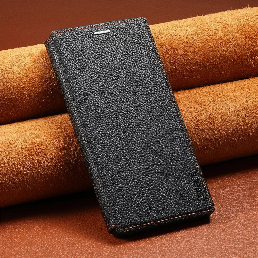 ESEBLE Magnetic Case For Google Pixel 10 Pro  /  Pixel 9 Pro Ultra Thin Litching Textured Leather Flip Cover with Card Slot - Black - 6
