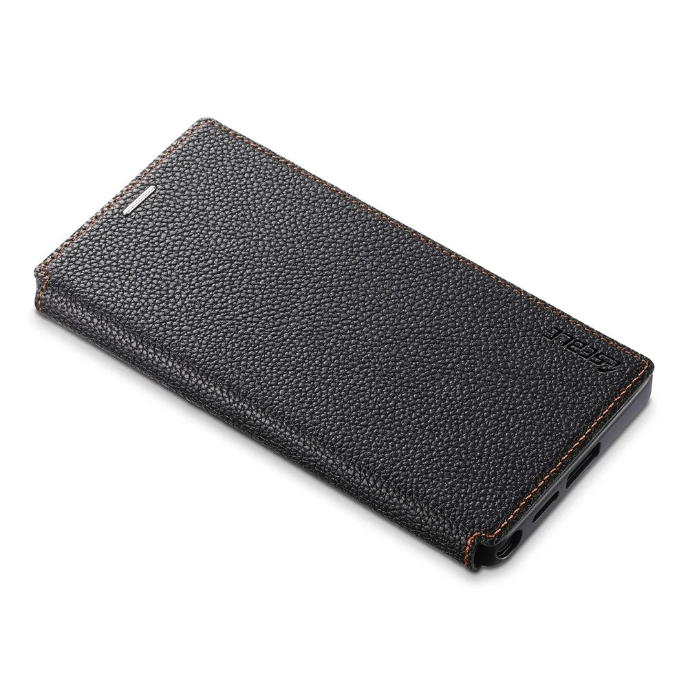 ESEBLE For Samsung Galaxy S26 Ultra Magnetic Case Ultra Thin Litchi Texture PU Leather+PC+TPU Phone Cover with 2 Card Slots - Black - 3