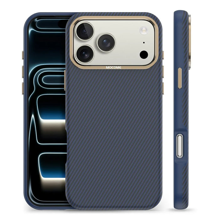 For iPhone 17 Pro Case Compatible with MagSafe Carbon Fiber Texture Shockproof Leather TPU PC Protective Cover - Sapphire - 2
