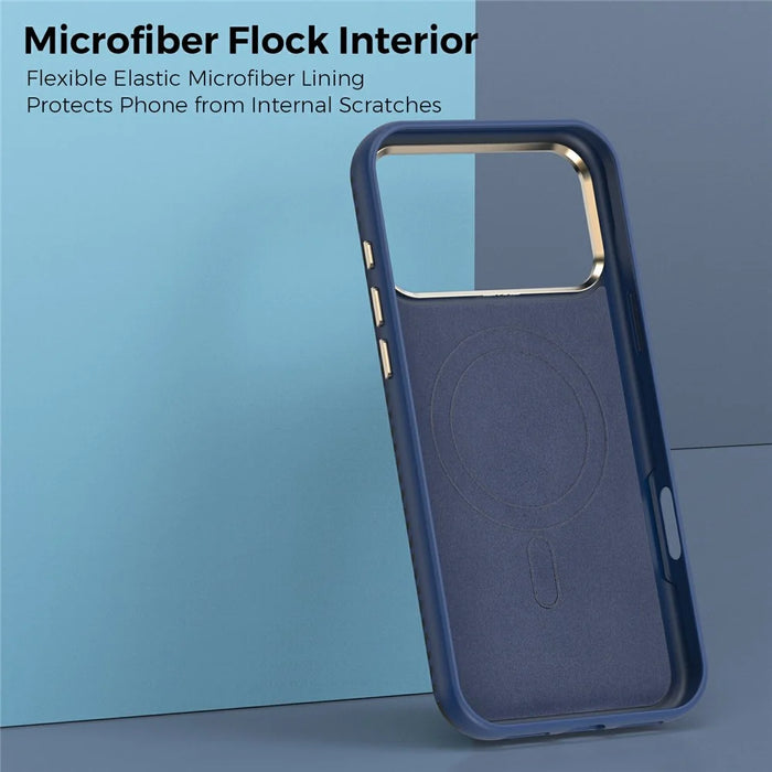 For iPhone 17 Pro Case Compatible with MagSafe Carbon Fiber Texture Shockproof Leather TPU PC Protective Cover - Sapphire - 7