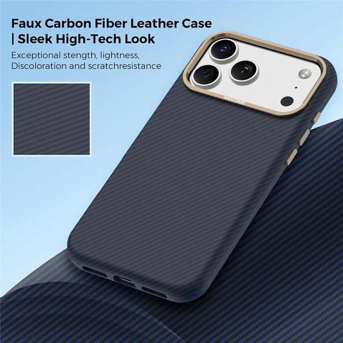 For iPhone 17 Pro Max Case Compatible with MagSafe Carbon Fiber Texture Shockproof Leather TPU PC Protective Cover - Sapphire - 4