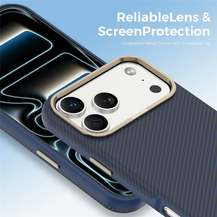 For iPhone 17 Pro Max Case Compatible with MagSafe Carbon Fiber Texture Shockproof Leather TPU PC Protective Cover - Sapphire - 5