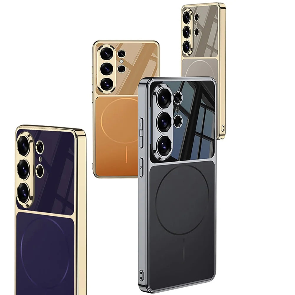 GKK For Samsung Galaxy S26 Ultra Magnetic Case Electroplating Edge Matte TPU Phone Cover - Carbon Fiber Texture - 6