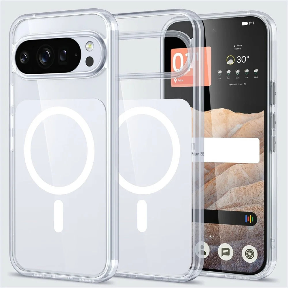 For Google Pixel 10 Pro XL Magnetic Case TPU Acrylic Phone Back Cover - White - 1