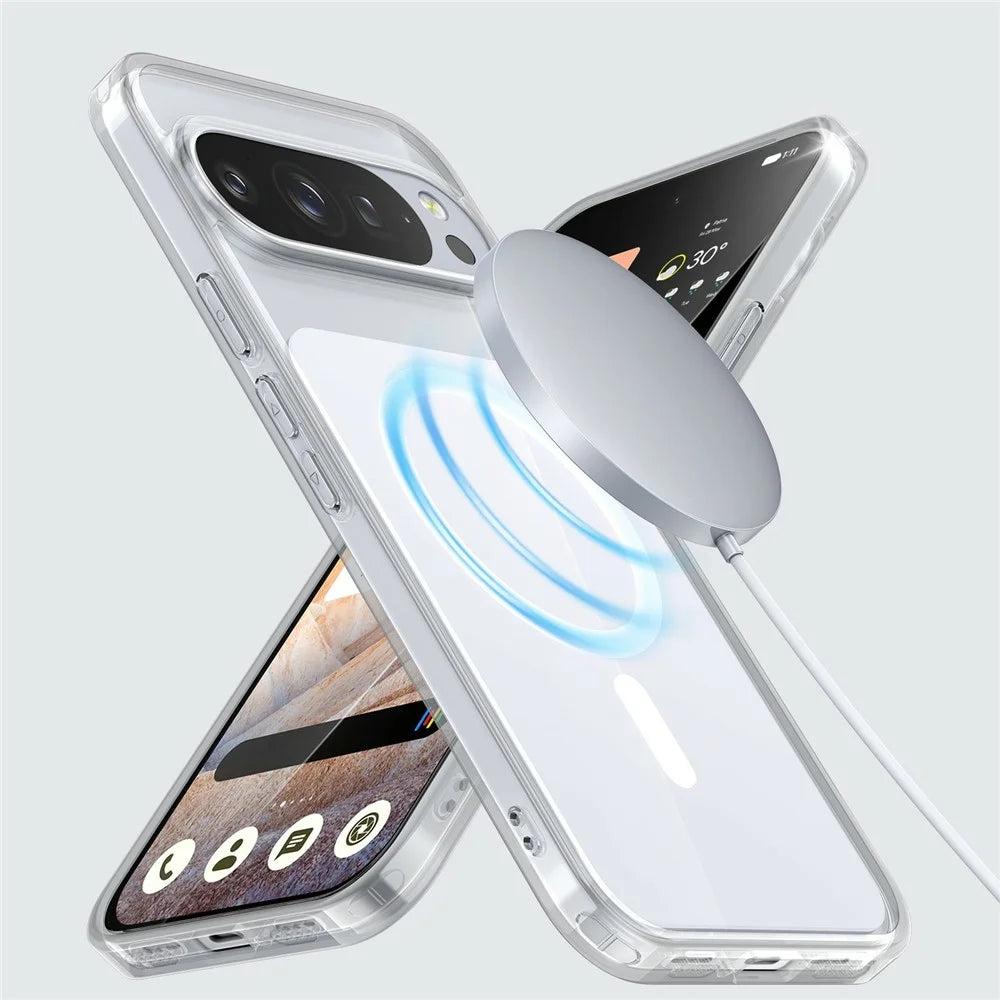 For Google Pixel 10 Pro XL Magnetic Case TPU Acrylic Phone Back Cover - White - 6