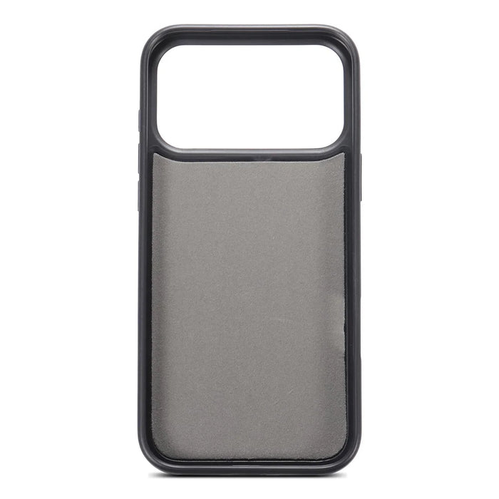 ESEBLE For iPhone 17 Pro Phone Case with Card Holder Vintage Textured PC + PU Leather Back Cover - Black - 4