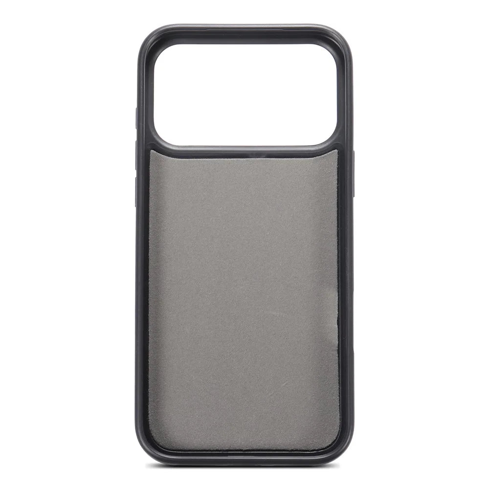 ESEBLE For iPhone 17 Pro Max Phone Case with Card Holder Vintage Textured PC + PU Leather Back Cover - Black - 4