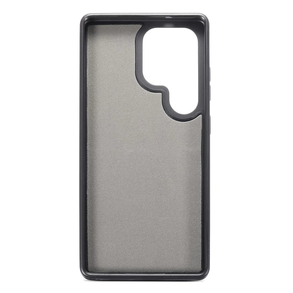 ESEBLE For Samsung Galaxy S25 Ultra Phone Case with Card Holder Vintage Textured PC + PU Leather Back Cover - Black - 4
