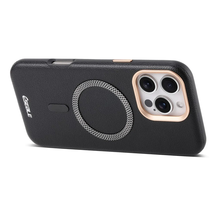 ESEBLE For iPhone 16 Pro Max Magnetic Case PU+TPU Litchi Pattern Back Cover Compatible with Magsafe - Black - 4