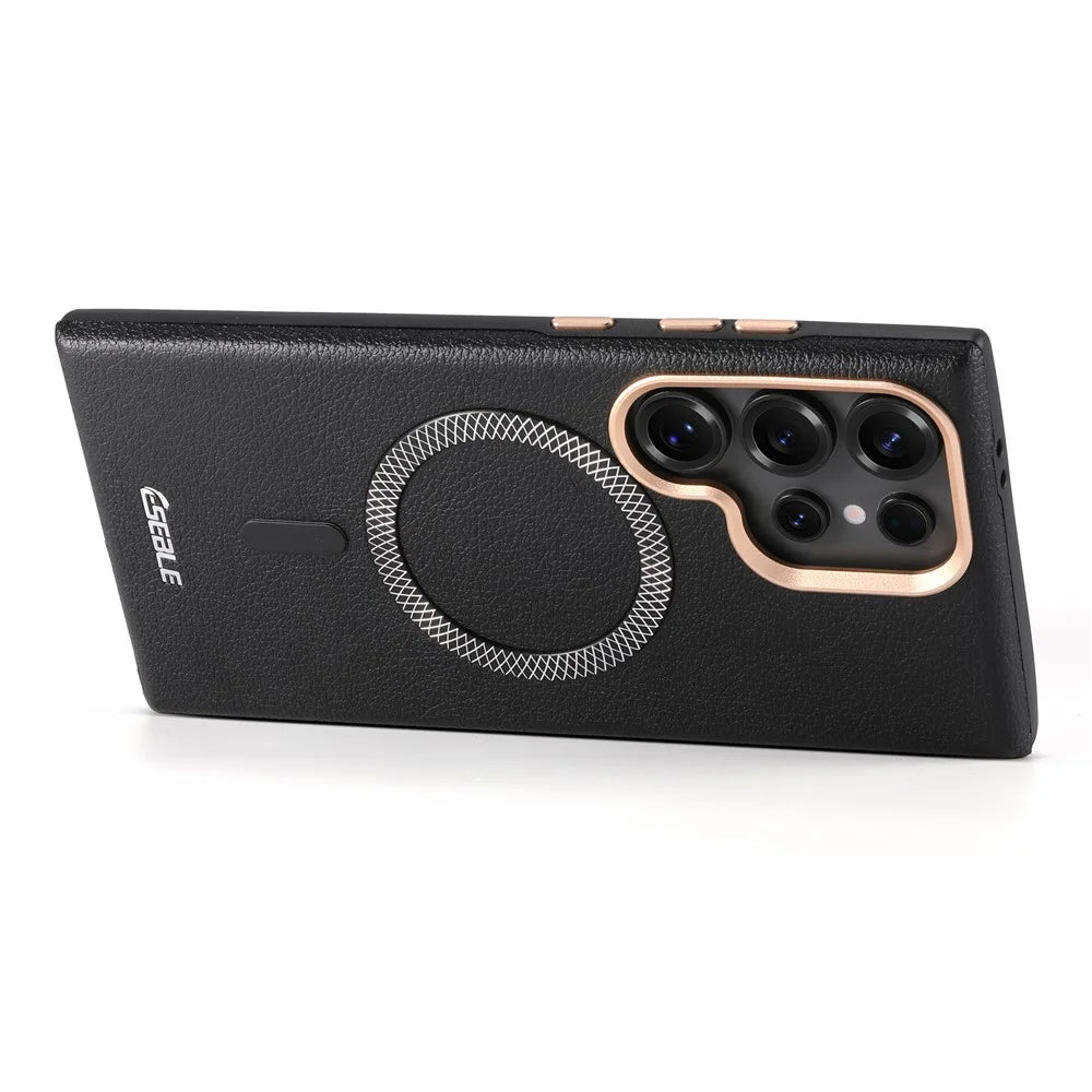 ESEBLE For Samsung Galaxy S26 Ultra Magnetic Case PU+TPU Litchi Pattern Back Cover - Black - 4