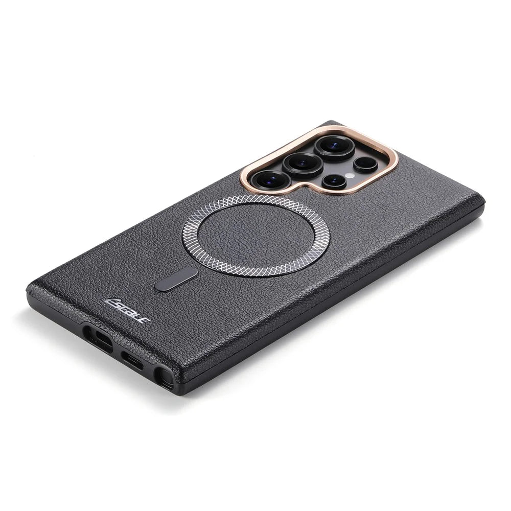 ESEBLE For Samsung Galaxy S26 Ultra Magnetic Case PU+TPU Litchi Pattern Back Cover - Black - 5