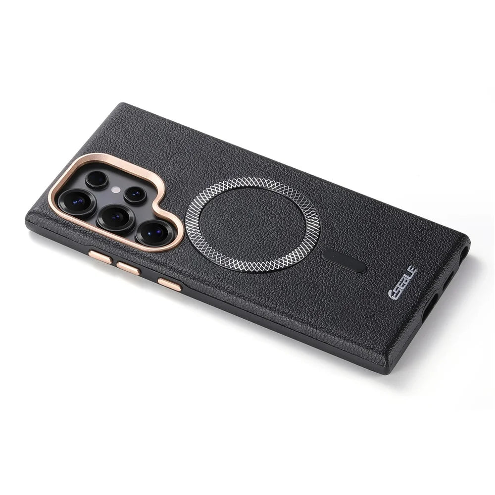 ESEBLE For Samsung Galaxy S26 Ultra Magnetic Case PU+TPU Litchi Pattern Back Cover - Black - 6
