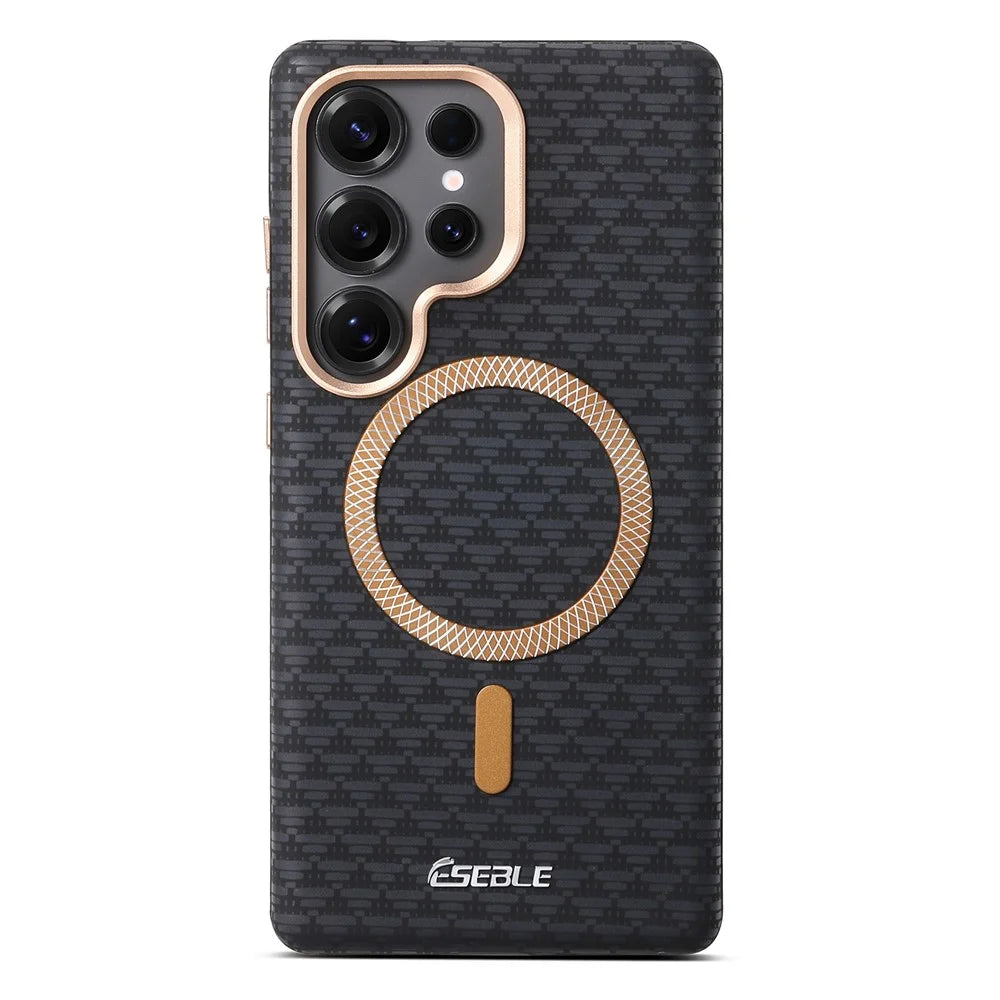 ESEBLE For Samsung Galaxy S26 Ultra Magnetic Case TPU + PU Leather Phone Cover - Black - 1