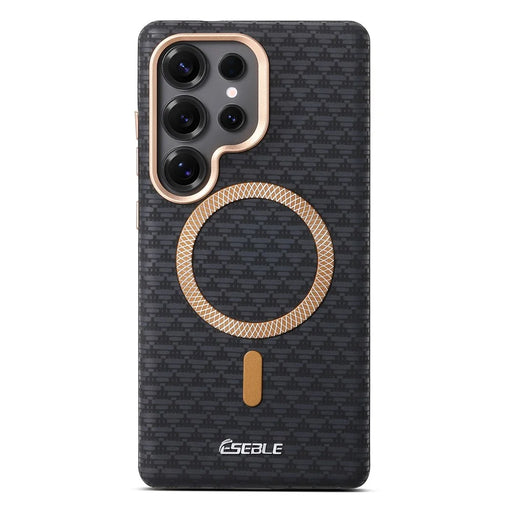 ESEBLE For Samsung Galaxy S25 Ultra Magnetic Case TPU + PU Leather Phone Cover - Black - 1